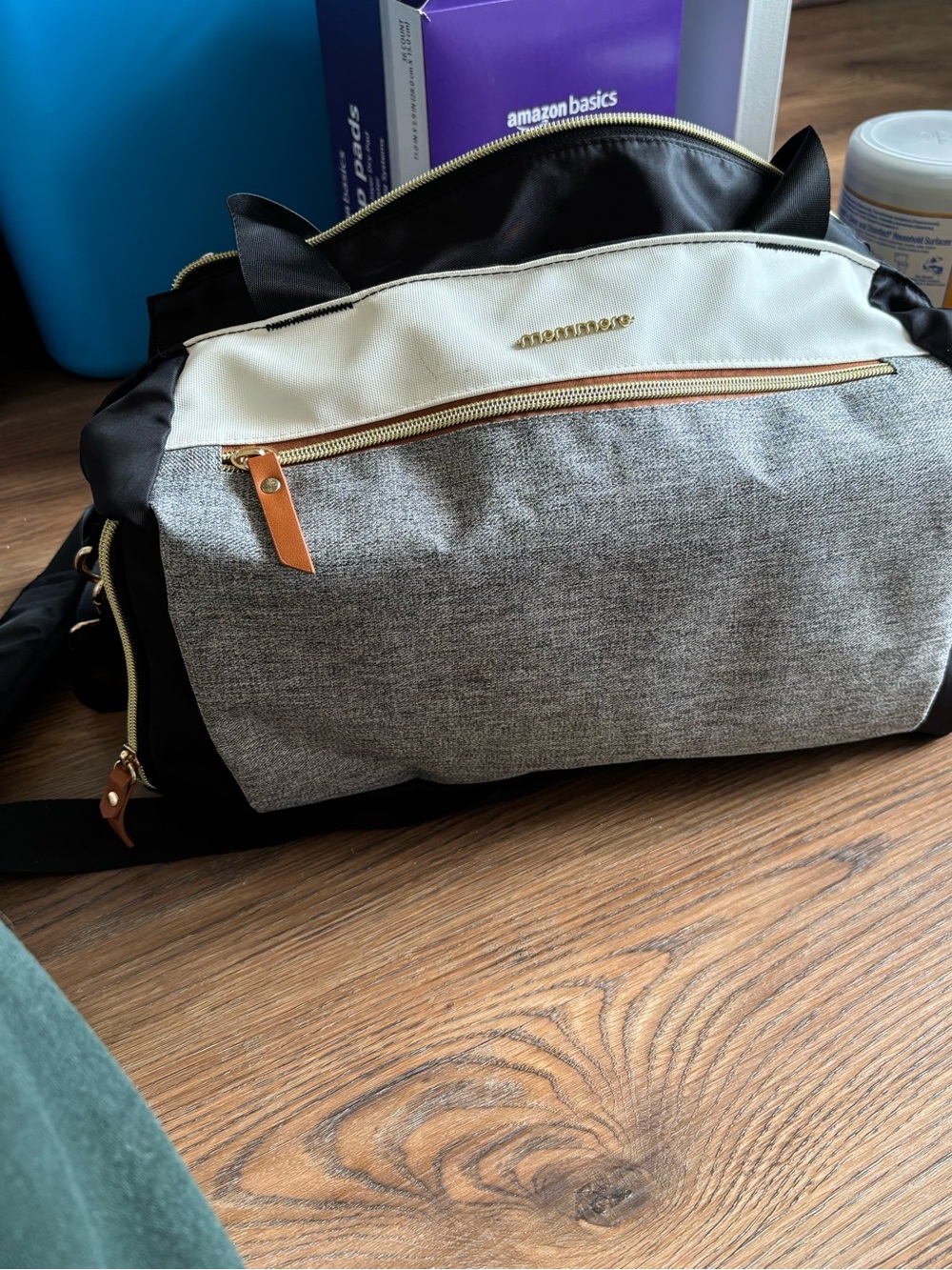Grey, Black & Cream Breast Pump Bag - Convertible Shoulder & Tote
